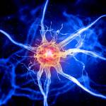 Illustration einer Nervenzelle auf einem farbigen Hintergrund mit Lichteffekten Lizenzfreie Bilder - 18892271